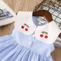 NWT Girls Blue Striped Cherry Peter Pan Collar Sleeveless Dress 2T 3T 4T 5T 6