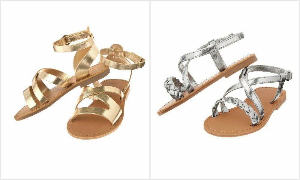 NWT Crazy 8 Silver Metallic Braid Gold Toddler Girls Sandals Shoes 4 5 6 7 8 9