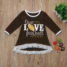 NWT Live Love Football Baby Girls Brown Long Sleeve Fringe Dress