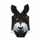 NWT Girls Black Unicorn Ruffle Swimsuit Bathing Suit 2T 3T 4T 5T 6