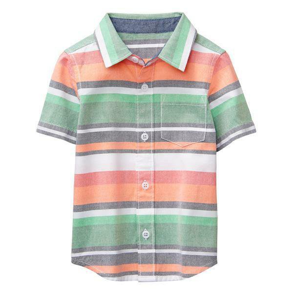 NWT Gymboree Jurrasic World Boys Striped Short Sleeve Button Down Shirt 3T 4T 5T