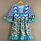 NEW Girls Boutique Ruffle Chevron Floral Gray 3/4 Sleeve Dress 4-5 5-6 6-7