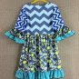 NEW Girls Boutique Ruffle Chevron Floral Gray 3/4 Sleeve Dress 4-5 5-6 6-7