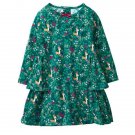 NWT Gymboree Mulberry & Pine Baby Girls Green Fawn Deer Long Sleeve Ruffle Dress