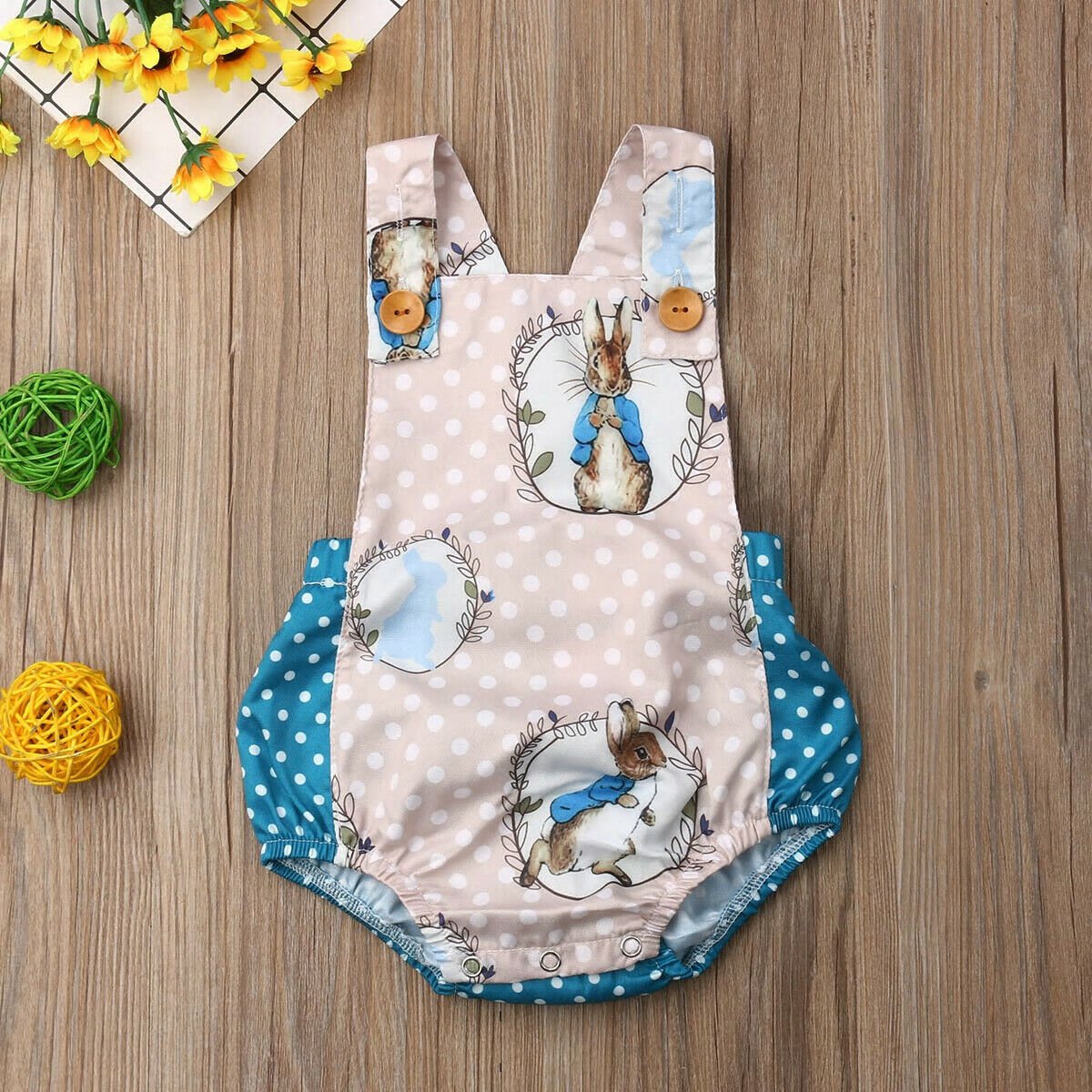 NWT Peter Rabbit Easter Bunny Rabbit Baby Girls Sleeveless Romper Jumpsuit