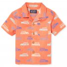 NWT The Childrens Place Surf Car Toddler Boys Orange Button-Down Shirt