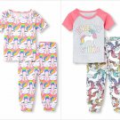 NWT The Children's Place Unicorn Glitter Rainbow Girls Short Sleeve Pajamas Set