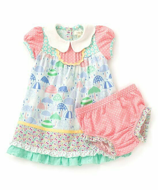 NWT Matilda Jane Raindrops Baby Girls Dress & Diaper Cover 6-12 12-18 18-24 M