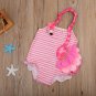 NEW Girls Flamingo Pink Striped Ruffle Swimsuit Bathing Suit 2T 3T 4T 5T 6