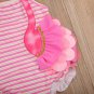 NEW Girls Flamingo Pink Striped Ruffle Swimsuit Bathing Suit 2T 3T 4T 5T 6