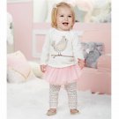 NWT Mud Pie Baby Girls Spotted Chick Tunic Tutu Leggings Outfit Set