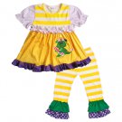 NEW Boutique Dragon Back to School Girls Ruffle Tunic Dress Leggings Outfit Set