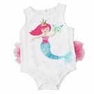 NWT Mud Pie Mermaid Baby Girls Sleeveless White Tutu Romper Sunsuit