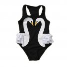 NEW Girls Black Swan Ruffle Swimsuit Bathing Suit 2T 3T 4T 5T 6
