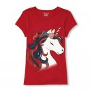 NWT The Childrens Place Unicorn Patriotic Americana 4th of July Girls Shirt