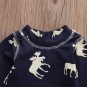 NEW 'Don't Moose With Me' Baby Boys Blue Long Sleeve Romper Jumpsuit