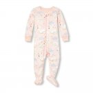 NWT The Childrens Place Swan Pink Girls Stretchie Footed Sleeper Pajamas