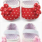 NEW Baby Girl Red Pink Polka Dot Mary Jane Flower Crib Shoes 0-6 6-12 12-18 M