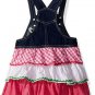 NWT Nannette Girls Flower Ruffle Jean Overall Jumper Dress & Shirt Outfit Set