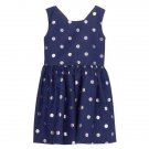 NWT Gymboree Dressed Up Girls Blue Silver Polka Dot Sleeveless Dress 3T 4T 5T