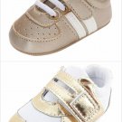 NEW Baby Girl Gold Sneakers Soft Sole Faux Leather Crib Shoes 0-6 6-12 12-18 M