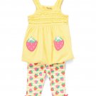 NWT Nannette Strawberry Baby Girls Yellow Tunic Capri Leggings Outfit Set