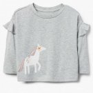 NWT Gymboree Rising Stars Unicorn Girls Gray Long Sleeve Shirt 2T 3T