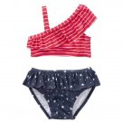 NWT Gymboree Americana Baby Girls Stars & Stripes Ruffle Shimmer Bikini Swimsuit