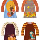 NWT Sunshine Swing Girls Fox Hedgehog Owl Fall Long Sleeve Raglan Dress