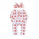 NWT Baby Girls Fox White Long Sleeve Romper Jumpsuit Headband Outfit Set