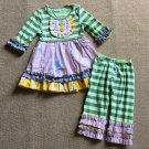 NEW Boutique Girls Green Jungle Animals Ruffle Tunic Dress Leggings Outfit