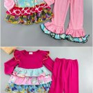 NEW Boutique Girls Pink Ruffle Tunic Dress & Leggings Outfit 5-6 6-7 7-8