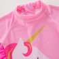 NEW Unicorn Girls Short Sleee Pink Rashguard One Pice Swimsuit & Hat
