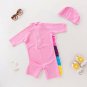 NEW Unicorn Girls Short Sleee Pink Rashguard One Pice Swimsuit & Hat