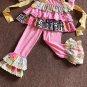 NEW Boutique Girls Pink Ruffle Tunic Dress & Leggings Outfit Set 5-6 6-7 7-8