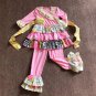 NEW Boutique Girls Pink Ruffle Tunic Dress & Leggings Outfit Set 5-6 6-7 7-8