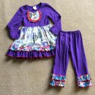 NEW Boutique Girls Purple Floral Ruffle Tunic Dress & Leggings Outfit Set