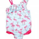 NEW Girls Blue Flamingo Ruffle Swimsuit Bathing Suit 2T 3T 4T 5T 6