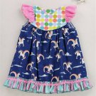 NEW Boutique Unicorn Blue Sleeveless Girls Ruffle Dress 3T 4T 5T 6