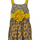 NEW Tutu & Lulu Boutique Gray Yellow Floral Girls Sleeveless Dress
