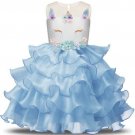 NEW Girls Unicorn Blue Sleeveless Ruffle Dress 4 5 6 7