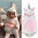 NEW Unicorn Baby Girls White Fleece Romper Halloween Dress Up Costume