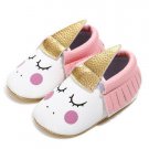 NEW Unicorn Baby Girls White Pink Leather Bow Tassel Fringe Moccasin Crib Shoes