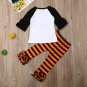 NEW Unicorn Pumpkin 3/4 Sleeve Shirt Ruffle Leggings Halloween Outfit Set