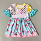 NEW Girls Boutique Blue Floral Short Sleeve Ruffle Dress