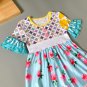 NEW Girls Boutique Blue Floral Short Sleeve Ruffle Dress