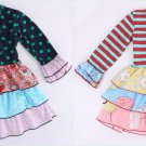 NEW Girls Boutique Striped Polka Dot Long Sleeve Floral Ruffle Dress 5-6 6-7 7-8