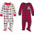 NWT The Childrens Place Emoji Sports Striped Footed Stretchie Pajamas Sleeper