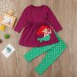 NWT Mermaid Girls Purple Long Sleeve Tunic Green Fish Scale Leggings Outfit