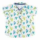 NWT Mud Pie Cactus White Boys Button Down Short Sleeve Shirt
